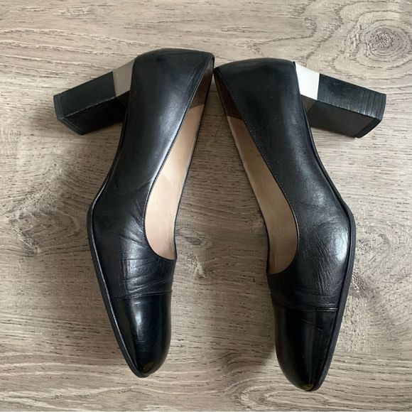 VINTAGE CHANEL Block Heel Shoes Black Silver Size 38 - Picture 14 of 16